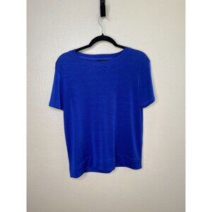 Carole Little Sport Womens Short-Sleeve Royal Blue Top M‎ polyester round neck